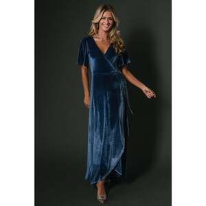 Baltic Born Katelyn Velvet Maxi Wrap Dress | Blue Size SS